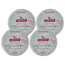 WaKODO 和光堂 嬰兒爽身粉, 140g, 無香, 藥用, 附粉撲, 4個