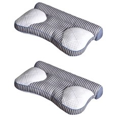J-bedtime 床寢時光 反牽引護頸枕 條紋灰, 43 x 60 x 10cm, 2個