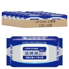 Let-Green 立得清 酒精擦濕巾 掀蓋包, 1入, 12包