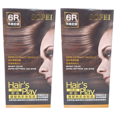 SOFEI 舒妃 護色彩色染髮霜 6R 50ml 2瓶, 布郎尼棕, 2組
