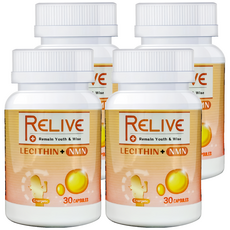 RELIVE 卵磷脂 + NMN, 500mg, 30顆, 4罐