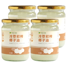 TRUE ONE 食在加分 冷萃初榨椰子油, 4個, 500ml