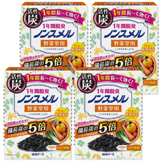 Hakugen Earth 白元 冰箱活性炭脫臭劑 備長炭的5倍活性炭除臭 適用於蔬菜室 1年間脫臭, 20g, 4盒