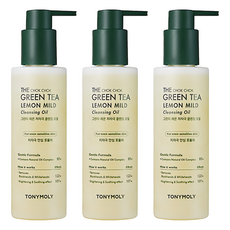 TONYMOLY The Chok Chok 綠茶檸檬溫和卸妝油 200ml, 敏感肌適用, 含有天然油複合成分, 3瓶
