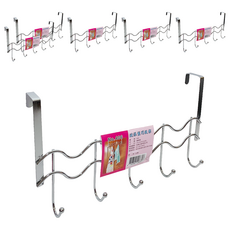 波浪型門後架 鐵鍍鉻 尺寸30x32x85公分, 不鏽鋼色, 6個