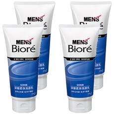 MEN's Biore 男性專用深層柔珠洗面乳，溫和去角質，乾淨不緊繃, 100g, 4條
