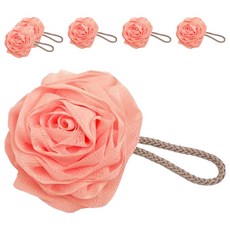 好物良品 超柔軟親膚去角質玫瑰花沐浴球 粉色 6入, 1入