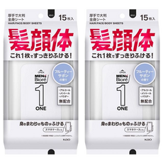 MEN's Biore ONE 髮顏體全身用溼巾 清新果香皂香 15張, 2包, 15g