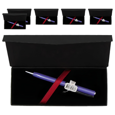 Pentel 飛龍文具 金屬紫軸原子筆 附高級筆盒, 黑色, 6個