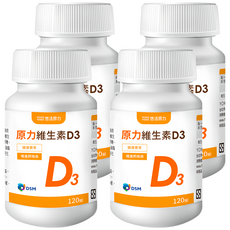 悠活原力 維生素D3, 120顆, 400mg, 4罐
