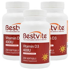 Bestvite 維他命D3膠囊 400IU, 250顆, 3罐