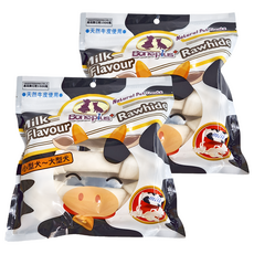 Boneplus 天然潔牙牛奶牛皮骨結7吋, 牛奶, 215g, 2包