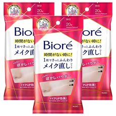 Biore 蜜妮 柔焦補粧粉濕巾 20片, 3個, 80g