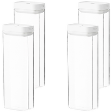 懶角落 易扣可疊式食物密封保鮮罐 1600ML, 耐熱耐冷 -20°C~60°C, 4個, Clear