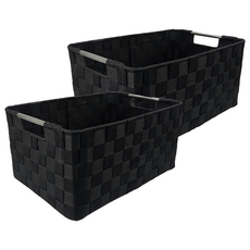 米禾 簡約質感收納籃, 經典黑, 2個