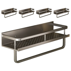 太空鋁免打孔系列 洗手台置物架 有掛桿, 40x12x11cm, 5個, 太空鋁