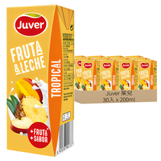 Juver 茱兒 熱帶水果牛奶 200ml 西班牙進口, 30入