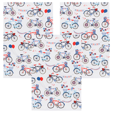 Now Designs 純棉擦拭布 園遊單車 薄透純棉 可吊掛收納, 71 x 46 cm, 3個