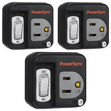 PowerSync 包爾星克 3P轉2P開關壁插 TC1300, 黑色, 3個, 5.8cm