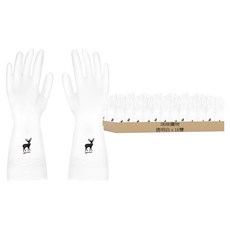 咪咪購物 防水乳膠手套 廚房家事手套 小鹿, 透明白, S, 16雙