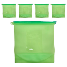 LifeHouse 矽膠密封保鮮袋 可微波 可重複使用, 35.5 x 30.2cm, 5個, 1入