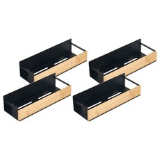 收納部屋 磁吸竹面鐵藝置物架 大 黑色 - 廚房冰箱磁吸置物架, 4個