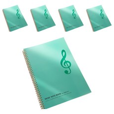 日誌 音樂筆記本 A4, 高音譜號 綠色, 5個