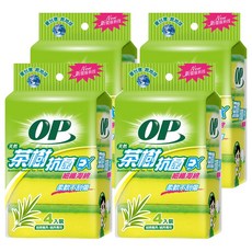 OP 天然茶樹抗菌海綿菜瓜布, 4個, 4包