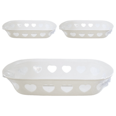 Cassido 卡司多 Q心造型置物籃盒, 顏色隨機, 3個