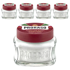 PRORASO 紅標 鬍前軟化膏 滋潤檀香 深層滋潤 100ml, 5罐