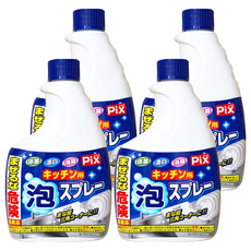 Lion Chemical 獅子化學 Pix 廚房除菌漂白消臭泡沫噴霧補充瓶，適用於廚房周邊、流理臺水槽、砧板、刀具、置物洗菜籃, 400g, 4瓶