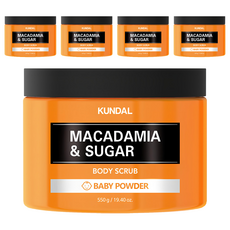 KUNDAL 昆黛爾 澳洲堅果細砂糖磨砂膏 嬰兒爽身粉香, 550g, 5罐