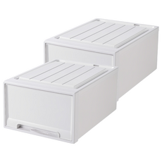 小麥購物 加厚抽屜式整理箱, 純白, 2個