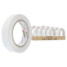 EMPIRE 雙面膠帶 24mm x 30m, 白色 半透明, 10捲