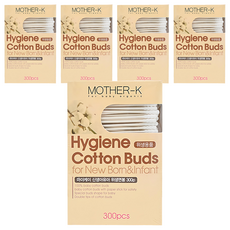MOTHER-K 100%純棉 兩用安全棉花棒 嬰兒/新生兒適用 300支, 5盒