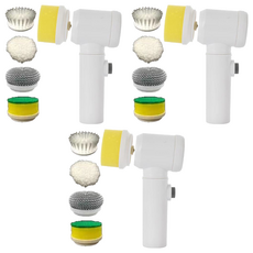 多功能電動清潔刷5件組, ABS+尼龍材質, 白色, 3組