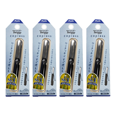 PLUS 普樂士 Twiggy 無蓋式筆型剪刀, 黑色, 4個