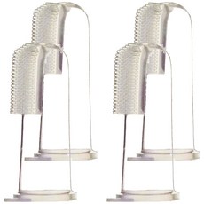 DOOBY 大眼蛙 抗菌指套乳牙刷, 德國食品級矽膠製成，柔軟不傷牙齦, 透明色, 4個, 1入