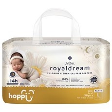 hoppi 皇家系列 嬰兒褲型尿布 9~14kg, L, 38片
