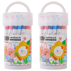 TEMPO 節奏牌 AC-400 雙頭壓克力彩繪筆 Set 36色, 軟筆頭&粗筆頭, 顏色鮮豔, 2桶