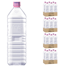 LOTTE 樂天 Chilsung Cider ICIS 8.0 無標籤礦泉水 粉紅瓶蓋 全透明瓶身, 1.5L, 24瓶