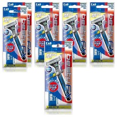 貝印 男用雙刃刮鬍刀 附刮鬍膠 鈦塗層刀片 人體工學設計, 1支, 6支