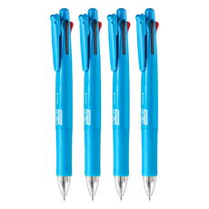 ZEBRA 斑馬牌 Clip-on 多功能原子筆 B4SA1, 筆頭附橡皮擦，0.7mm筆尖，彈性筆夾，橡膠握把，四色五合一, 藍色, 4支