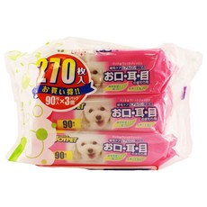 JOYPET 寵倍家 眼耳口周圍濕紙巾 - 含綠茶除臭成分 溫和清潔, 90張, 3包, 1袋