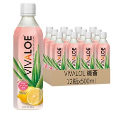 VIVALOE 纖薈 粉紅檸檬蘆薈風味飲 寶特瓶, 500ml, 12瓶