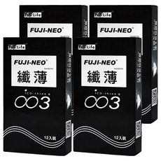 Fuji Latex 纖薄003 保險套 亮黑, 12個, 4盒