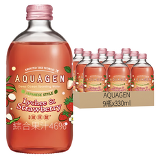 AQUAGEN 日本草莓荔枝海洋深層氣泡飲 330ml, 9瓶
