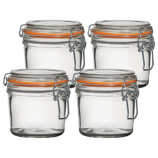utopia 扣式玻璃密封罐 橘色 350ml 密封性極佳 讓廚房整潔有序 告別雜亂, 4個