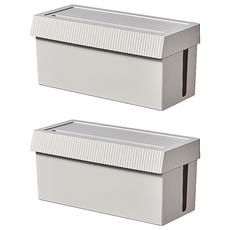 日式復古格調大容量電線收納盒 灰白色 電線整理盒 插座收納盒 集線盒, 2個