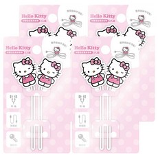 Hello Kitty 凱蒂貓 矽膠造型萬用束帶, 4個, Hello Kitty 凱蒂貓 白色 + 粉紅色